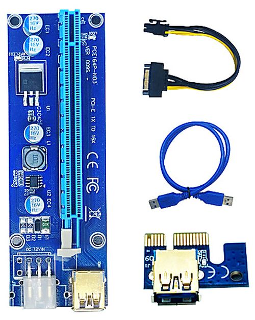 Райзер PCI-E 009S, 6 pin с LED.